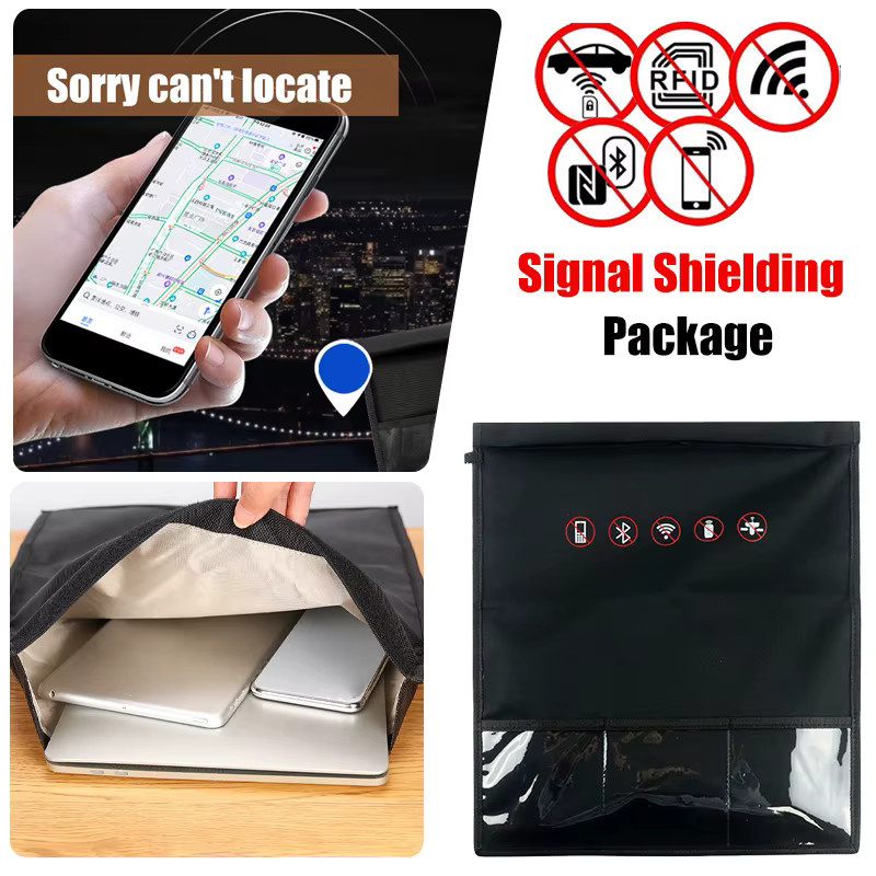 Faraday-Käfig Schutztasche zur Signalabschirmung für Handy, Autoschlüssel und Laptop in Schwarz, Größe 2 - Bild 2