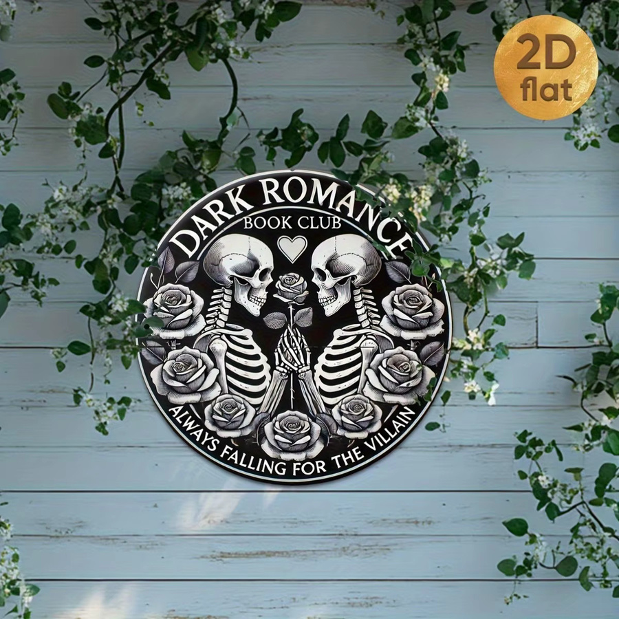 Potdemiel Dark Romance Book Club Metall-Wandschild mit Skull und Rose Design in Schwarz, Durchmesser: 19,99 cm - Bild 5