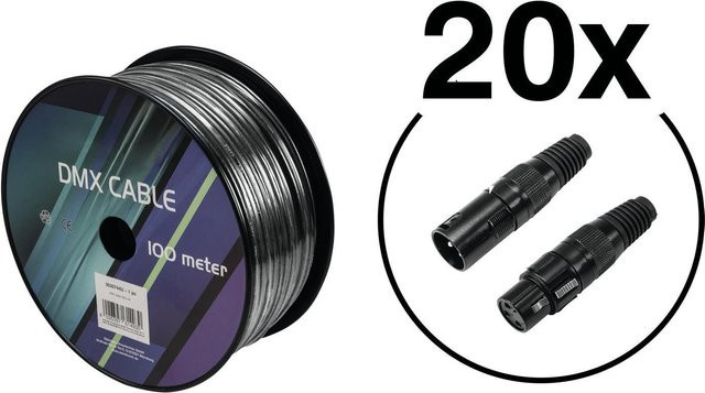 EUROLITE DMX Kabel Set 2x0,22 in Schwarz mit 100m Kabel und 40 Verbindern - Bild 1