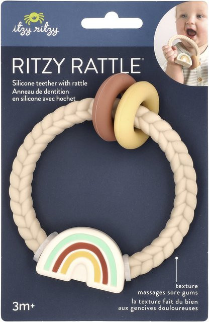 itzy ritzy Ritzy Rassel Beißring aus Silikon in Beige und Multicolour - Bild 1