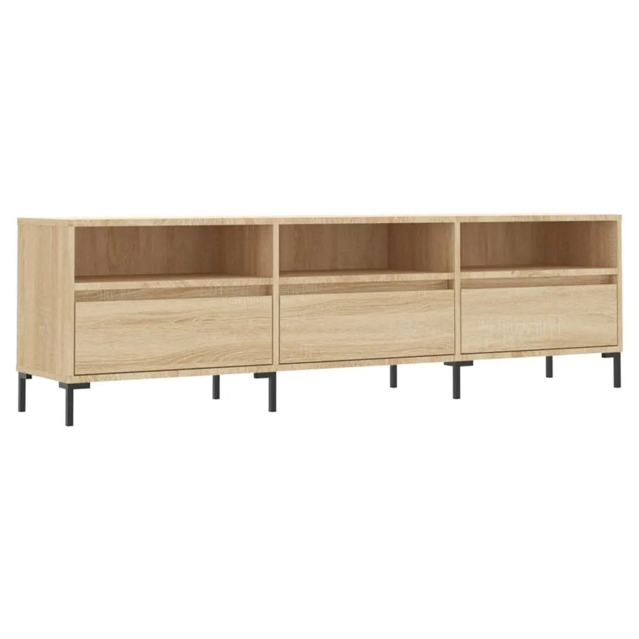 vidaXL TV-Schrank Sonoma-Eiche in Braun aus Holzwerkstoff und Eisen, B/T/H: 150 x 30 x 44,5 cm - Bild 2