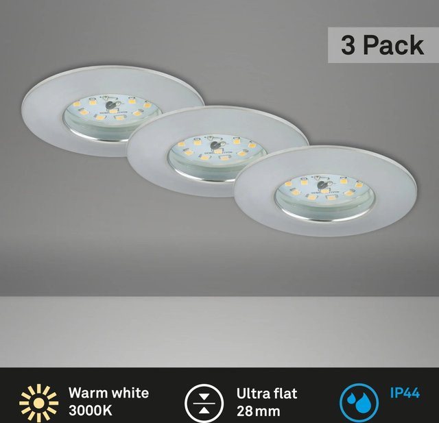 Briloner LED-Einbauleuchte Attach 3er-Set, rund, silber, Alu, warmweiß, IP44 - Bild 1