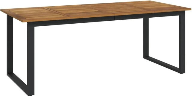 vidaXL Gartentisch aus Massivholz Akazie in Braun mit U-Form Beinen im industriellen Look, B/T/H: 200 x 90 x 75 cm - Bild 1