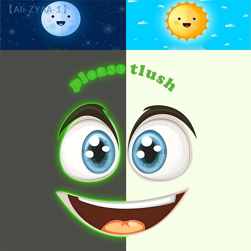 ZYAA-1 Lustige Gesichts-WC-Aufkleber Glow-in-the-Dark, wasserfeste und abnehmbare PVC-Wandaufkleber für die Badezimmer-Dekoration, Mehrfarbig - Bild 3