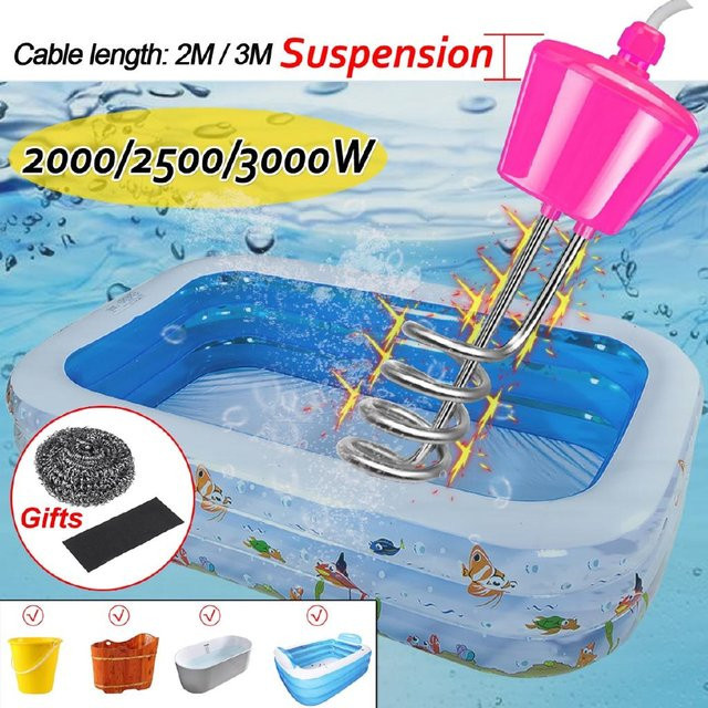 Elektrisches Tauchwassererhitzer-Element für aufblasbare Swimmingpools, 2000W, 220-250V, aus Edelstahl und Kunststoff, Farbe: Pink - Bild 1