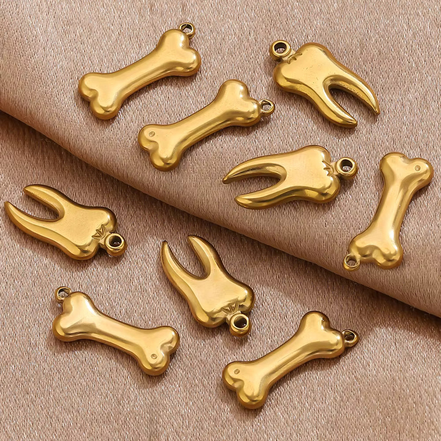 Elomia Anhänger Hundeknochen, Edelstahl, Gold, Unisex - Bild 3