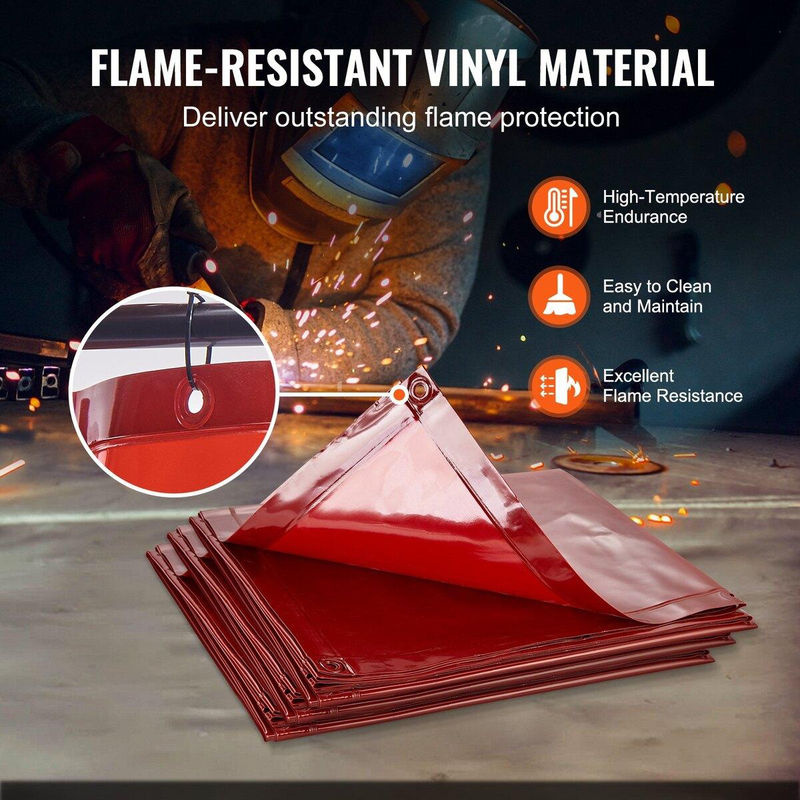 Buying Solutions MB Schweißschutzschirm mit 3-Panel-Rahmen aus flammhemmendem Vinyl in Rot, B/H: 183 x 183 cm - Bild 2