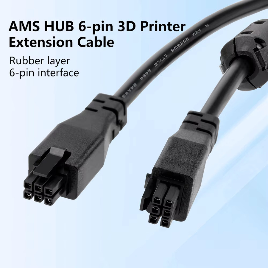 Bambu Lab AMS HUB-Verlängerungskabel 6-polig mit Magnetring für X1/P2S/H2D Serie, Schwarz, 1m - Bild 5