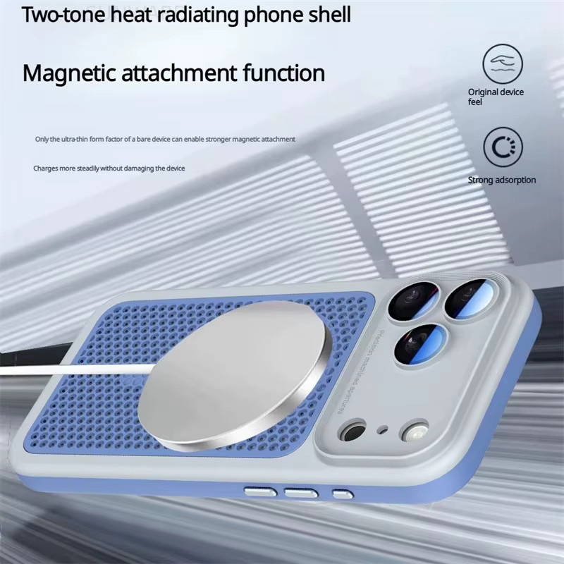 SUNWARD MagSafe Magnetische Stoßfeste Handyhülle mit Wärmeableitungs-Netz für iPhone 17 16 15 14 13 12 Pro Max in Rot - Bild 3