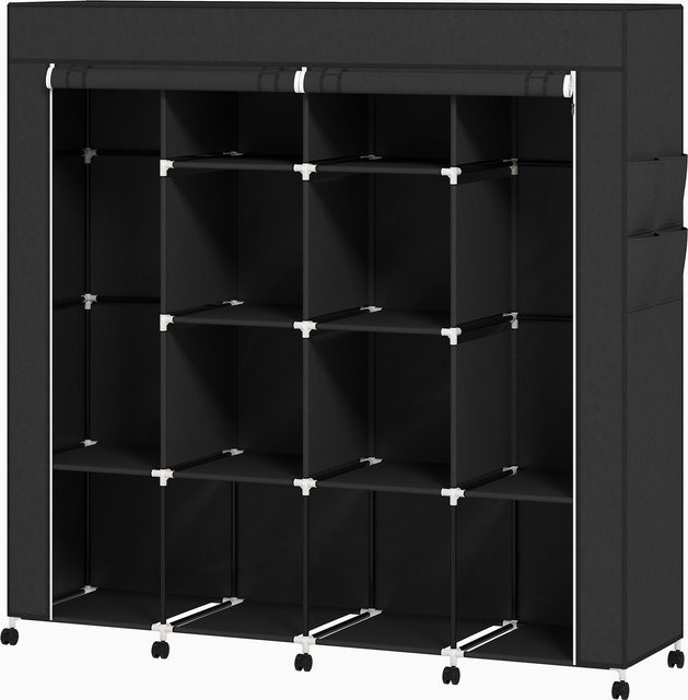 HOMCOM Stoff-Kleiderschrank mit Stahlgestell und aufrollbaren Türen, Schwarz, B/T/H: 166 x 42,5 x 167 cm - Bild 1