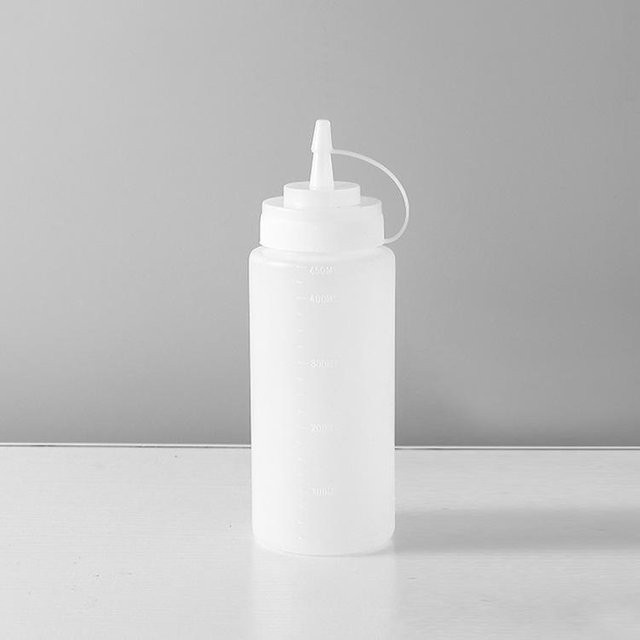 MENGN Top Quetschflasche mit Deckel und Skala für Saucen, Ketchup oder Salat, Weiß, 240 ml - Bild 1