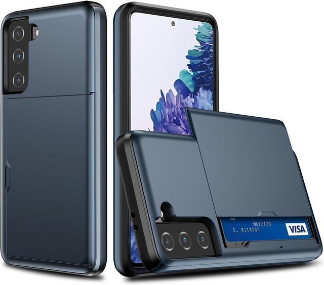 Schiebe-Geldbörse Hülle mit Kartenfächern für Samsung Galaxy S20 in Blau - Bild 1