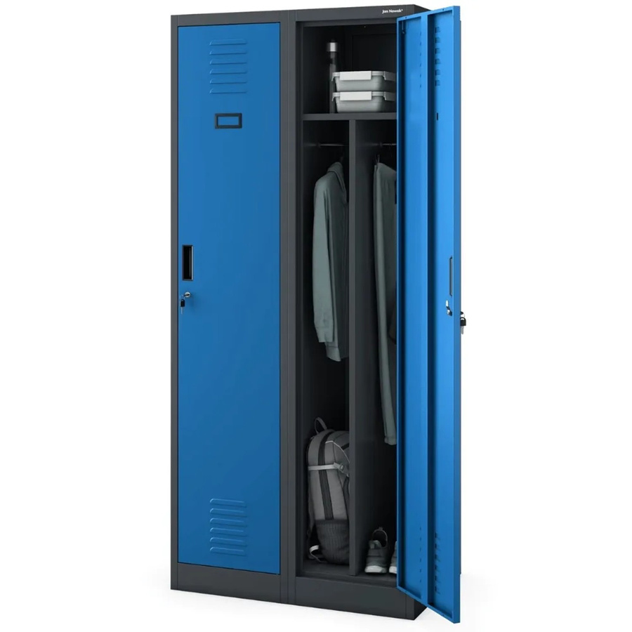 JAN NOWAK Umkleideschrank Spind KACPER mit 2 Abteilen aus Stahl in Anthrazit-Blau, H: 180 cm, B: 80 cm, T: 50 cm - Bild 2