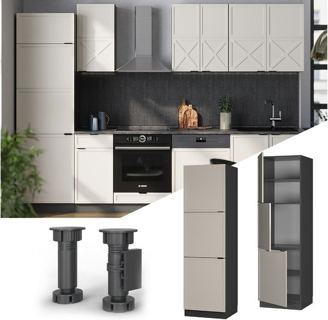Vicco Vorratsschrank Fame-Line mit 3 Türen in Anthrazit, Grau und Beige mit Soft-Close-Funktion, Breite: 60 cm - Bild 1