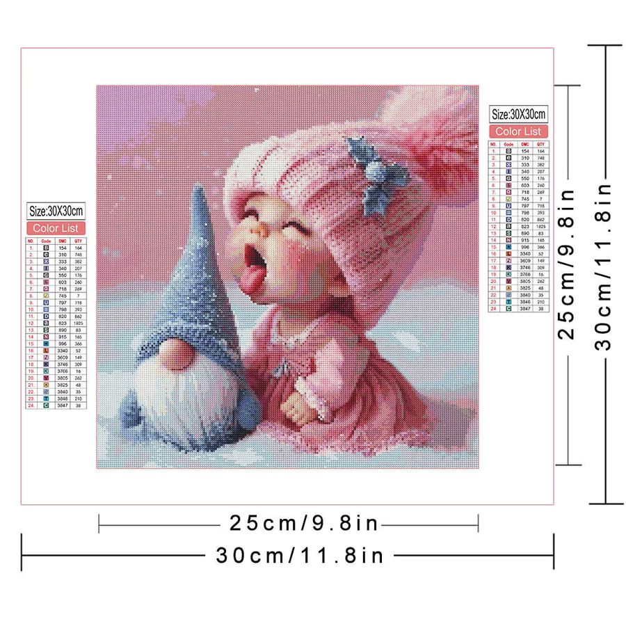 AZQSD 5D DIY Diamantmalerei Set Rosa Baby Gnome mit Winter Outfit und Wollmütze Full Round Stickerei Kit - Bild 2