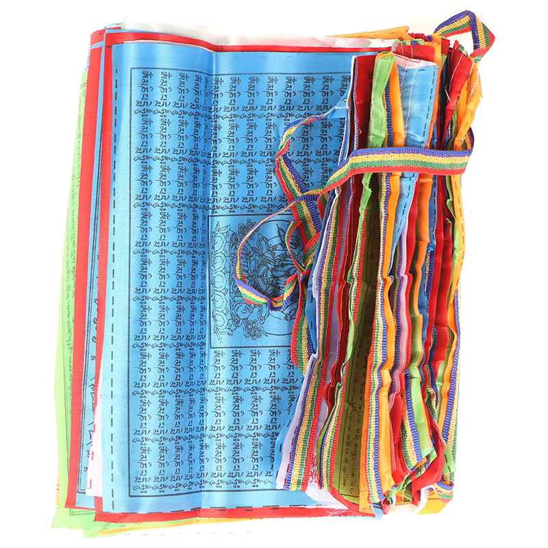 30 Stück Tibetische Buddhistische Gebetsfahnen aus Polyester in 5 Farben, B/H: 28 x 25 cm, 8,4 m Gesamtlänge - Bild 3