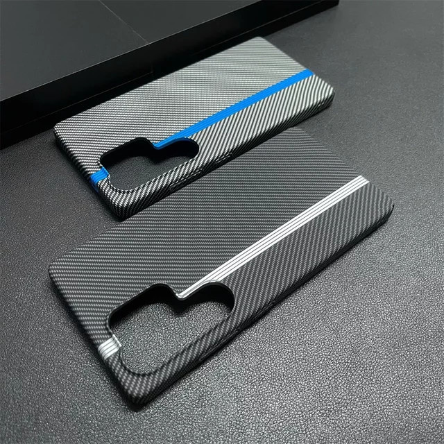 Ultradünne Kevlar-Kohlefaser Handyhülle für Samsung Galaxy S25 Ultra, S25, S24 und S23 Plus in Grau - Bild 1