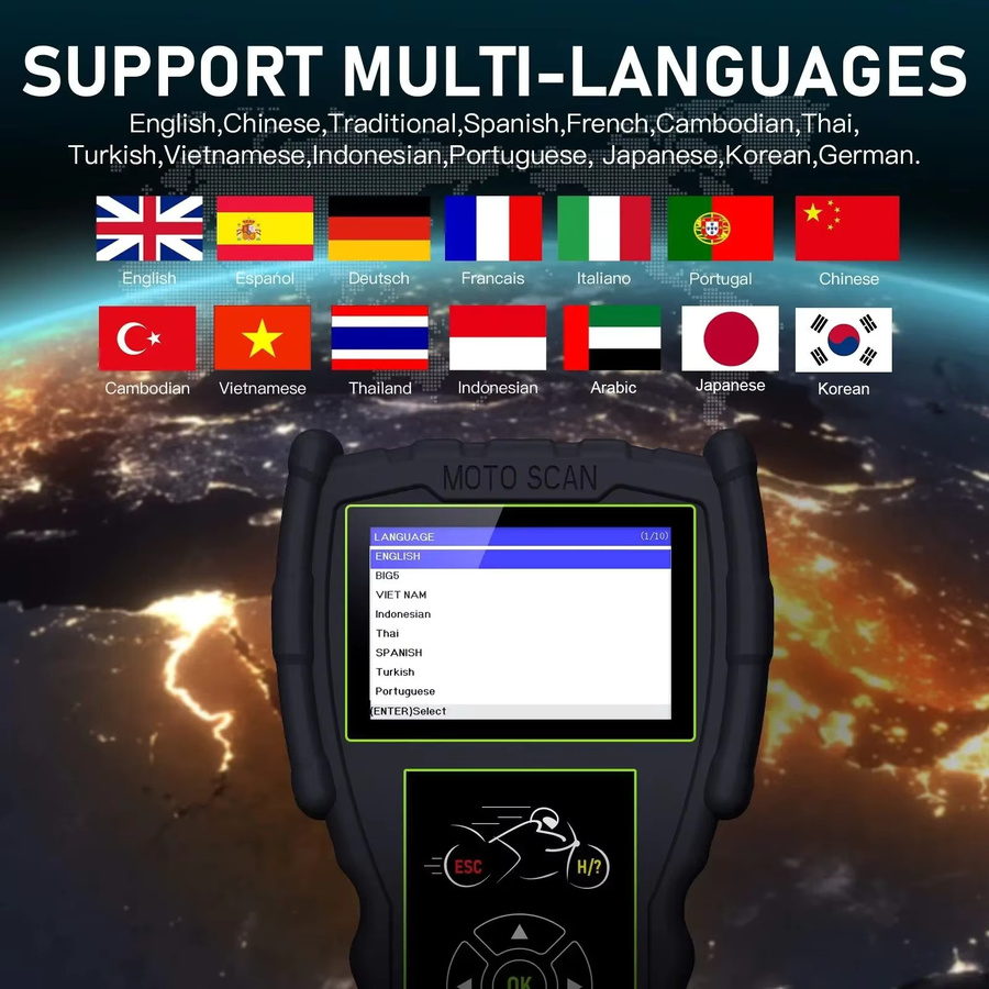 JDiag M100 Pro Motorrad-Diagnose-Scanner OBD2 Fehlerdiagnosegerät in Schwarz für BMW Kawasaki Yamaha Suzuki KTM - Bild 6