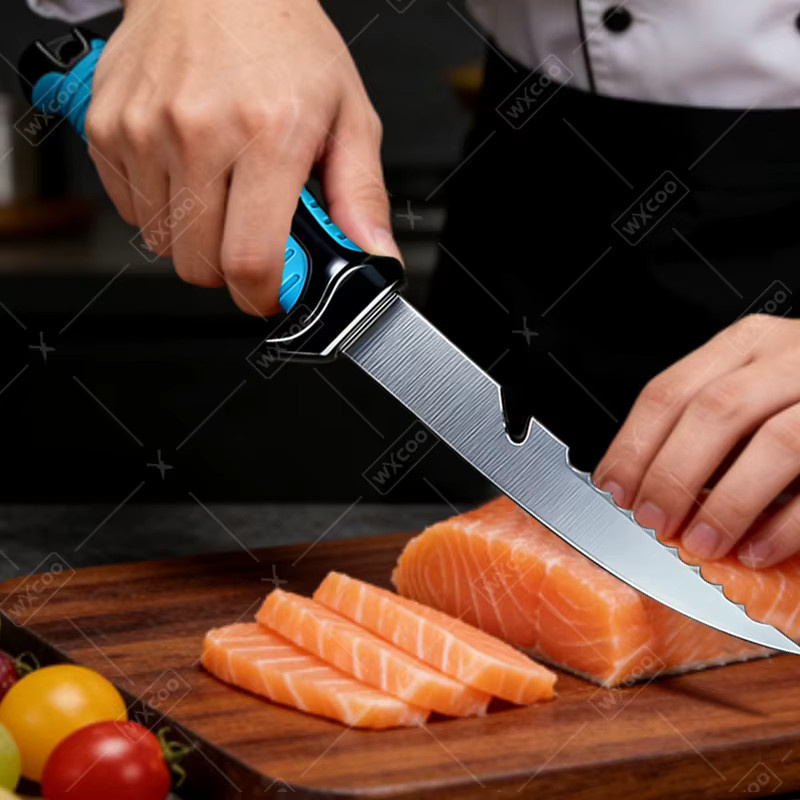WXCOO Fischfiletiermesser aus Edelstahl mit Schutzhülle in Blau - Bild 2