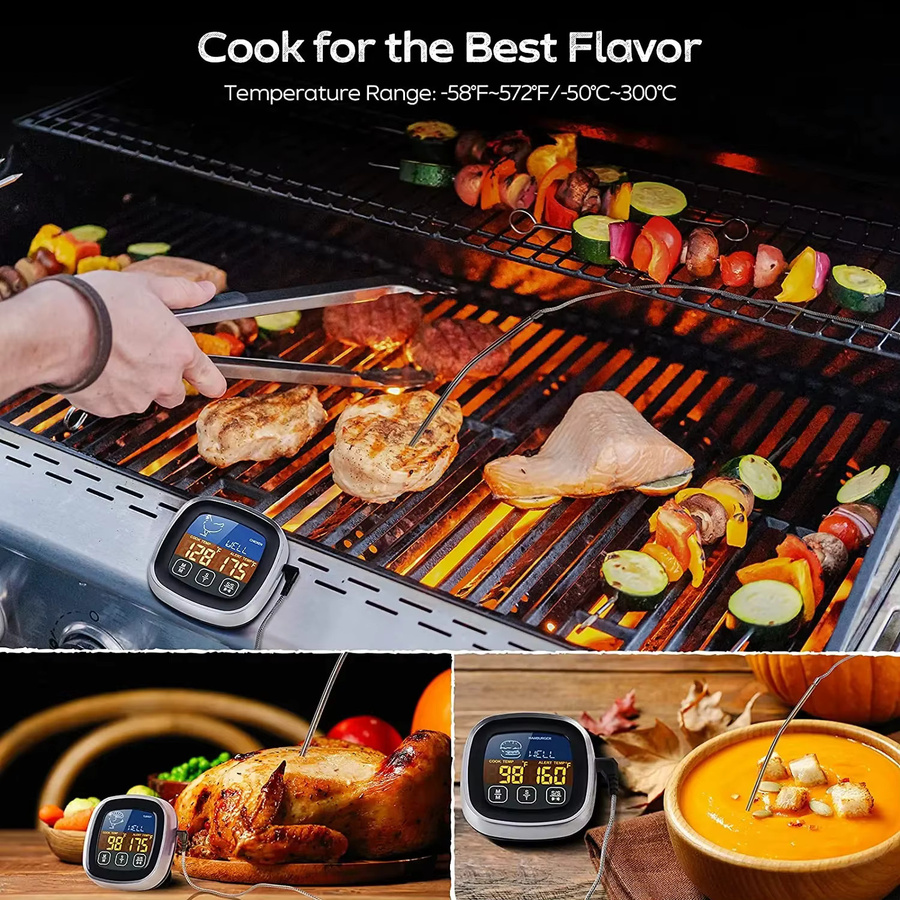 HOMEFISH Digitales Fleisch-Küchenthermometer aus Edelstahl in Silber mit Digitalanzeige, wasserdicht für Ofen, Kochen und Grillen - Bild 5