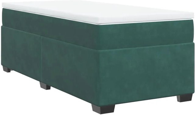 vidaXL Boxspringbett mit Matratze in Dunkelgrün aus Samt, Hybridbett mit Taschenfederkern, B/T: 100 x 200 cm - Bild 1