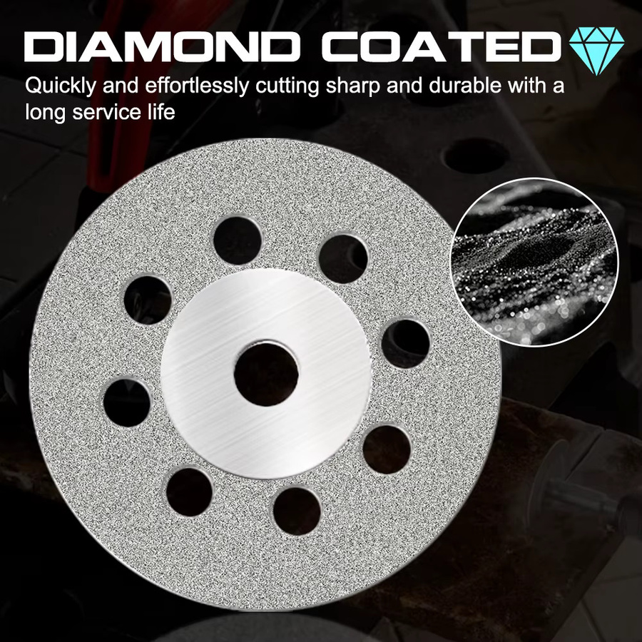XCAN 5 Stück Diamant-Trennscheiben in Silber mit 8 Löchern für Dremel-Rotationswerkzeuge, Mini-Kreissägeblätter mit Dorn, Durchmesser: 20 mm, 22 mm und 25 mm - Bild 3