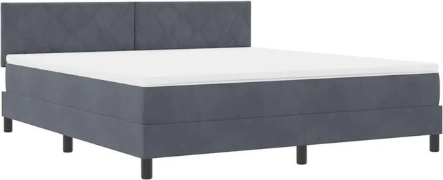 vidaXL LED Boxspringbett mit Matratze aus Samt in Dunkelgrau, B/T/H: 180 x 200 x 183 cm - Bild 1