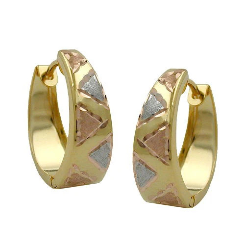 SIGO Creolen tricolor matt-glänzend Gold 375, Unisex - Bild 1