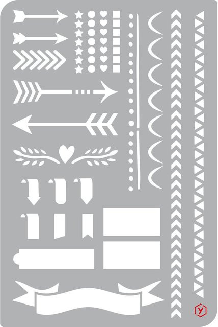 Pronty Crafts Bullet Journal Schablone Pfeile und Borten in Grau - Bild 1