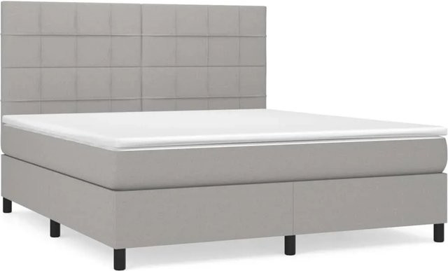 vidaXL Boxspringbett mit Matratze in Hellgrau, Hybridbett mit Taschenfederkern, B/T/H: 160 x 200 x 128 cm - Bild 1
