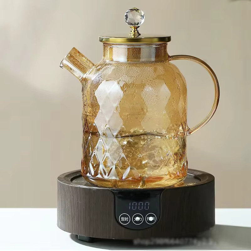 JUSTINLAU Teekanne aus Borosilikatglas mit Filter und Deckel, bernsteinfarben, 1 l bis 1,8 l - Bild 2
