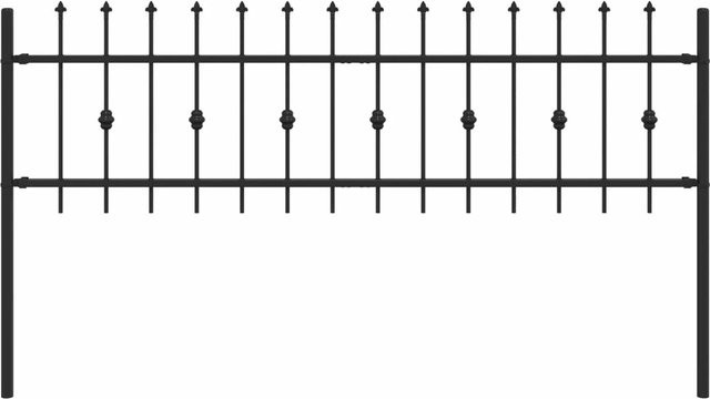 vidaXL Spießzaun Schwarz aus pulverbeschichtetem Stahl H: 130 cm, B: 110 cm, T: 110 cm - Bild 1