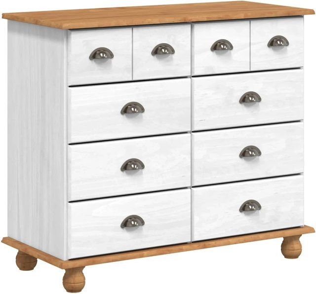 vidaXL Schubladenkommode ASKIM in Weiß, moderne Kommode mit Schubladen für dein Wohnzimmer, B/T/H: 91 x 40 x 79 cm - Bild 1