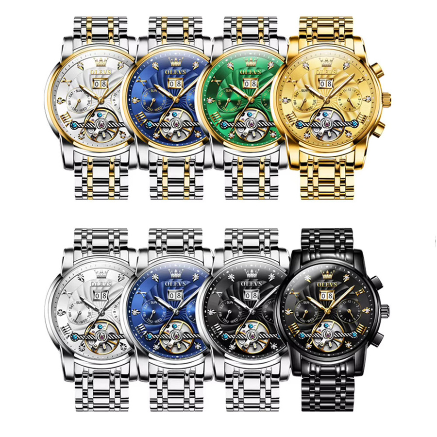 OLEVS Armbanduhr, Automatik, Edelstahl, Blau, Herren - Bild 5