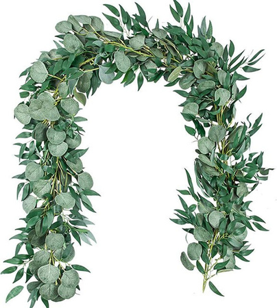 Künstliche Eukalyptus-Girlande von Kmitang in Grün, 200 cm hängende Rattan-Pflanze aus Textil zur Dekoration für Hochzeit und Party