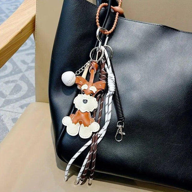 Taschenanhänger Schnauzer, braun, Stoff, Damen - Bild 1