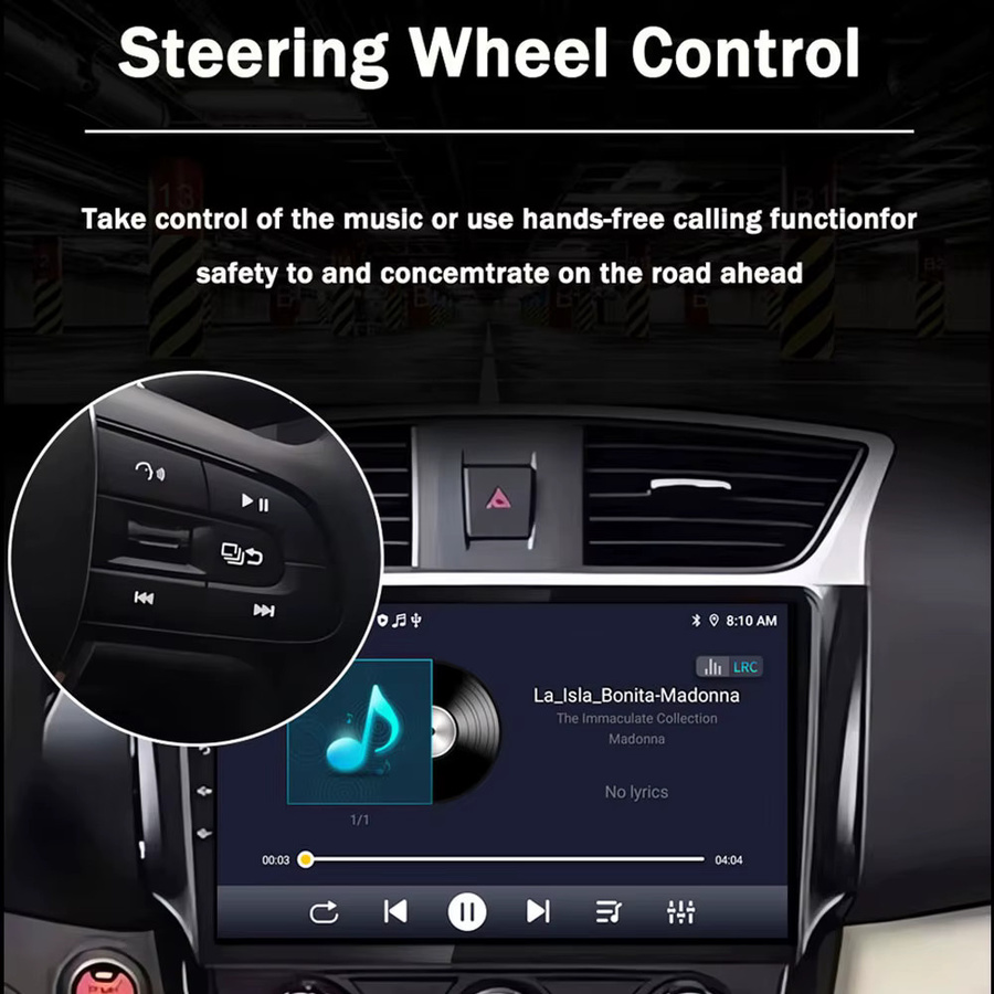 KJ-NAVI Multimedia Autoradio mit Android Auto, Apple CarPlay, GPS und DSP für Toyota Aygo, Peugeot 108 und Citroen C1 (2014 - 2021), Schwarz - Bild 2