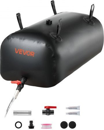 VEVOR Wasserspeicherblase aus 1000D PVC mit Wasserhahn, faltbarer und tragbarer Wasserbeutel für Bewässerung und Notfälle, 113 l, Schwarz - Bild 1