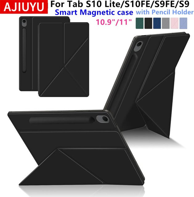 AJIUYU Magnetische Schutzhülle für Samsung Galaxy Tab S10 Lite und Tab S9 FE 10,9/11 Zoll mit Bleistifthalter in Schwarz oder Grün - Bild 1