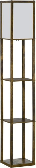 HOMCOM Stehlampe aus MDF in Rustikal-Braun und Weiß, B: 26 cm, T: 26 cm, H: 160 cm - Bild 1