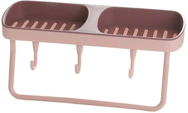 Yiran Furniture Seifenhalter für das Badezimmer Wandmontiert mit Drainage in Pink - Bild 1