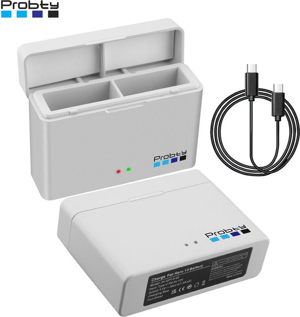 GoPro Akku-Ladegerät für Enduro-Batterien mit USB-C-Kabel, Weiß, kompatibel mit GoPro HERO13 und Mission 1 Serie - Bild 1