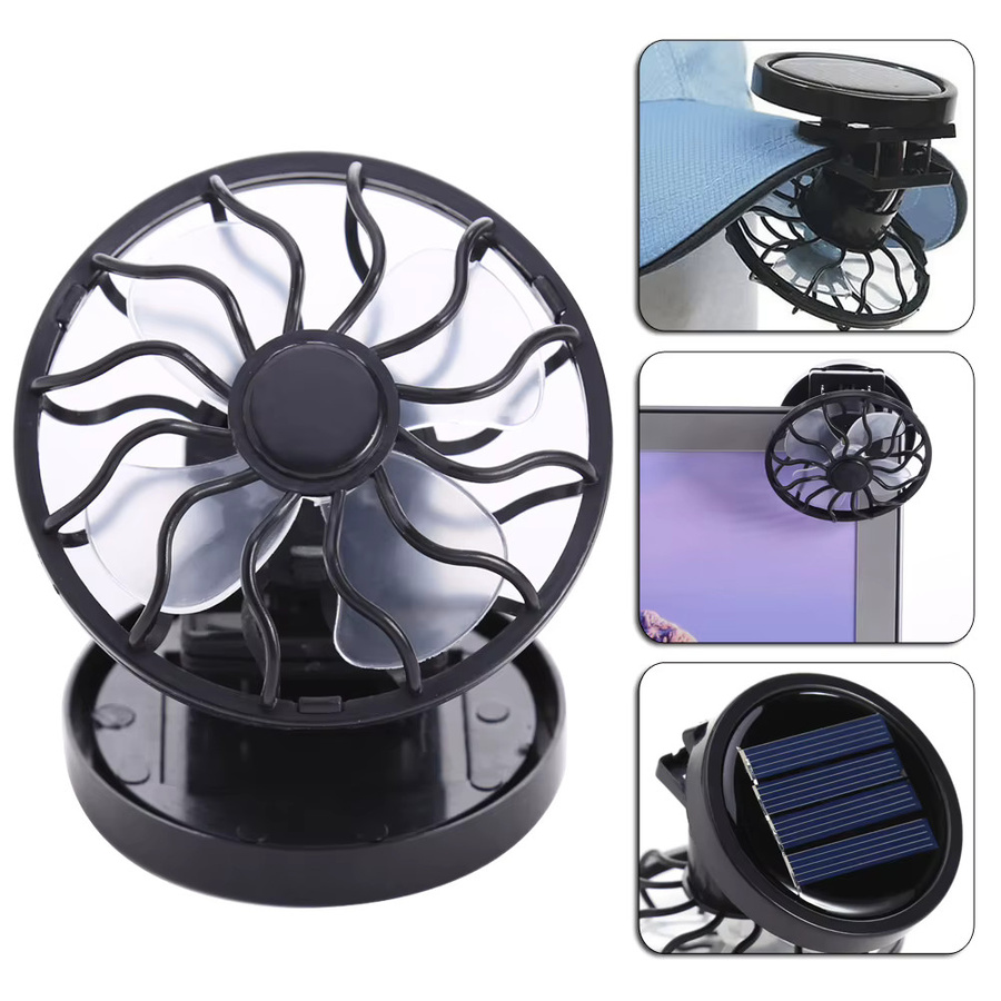 APWIKOGER Tragbarer Mini-Solar-Clip-Ventilator in Schwarz aus Kunststoff für Camping und Outdoor - Bild 4