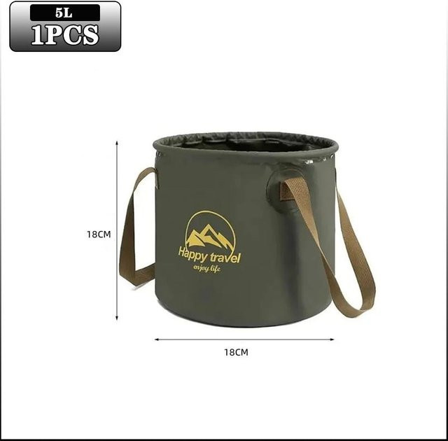 Faltbarer tragbarer Silikoneimer mit Deckel von Yiran Furniture für Camping und Haushalt, Schwarz oder Grün, 5L/10L/20L - Bild 1