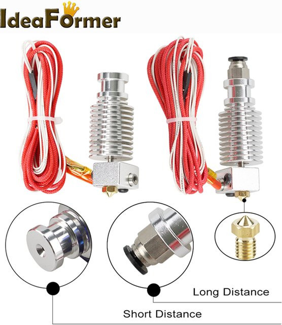 E3D V6 Hotend Kit mit 0,4mm Düse und J-Kopf für 1,75mm/3,0mm Filament in Silber für Bowden und Wade Extruder 3D Drucker - Bild 1