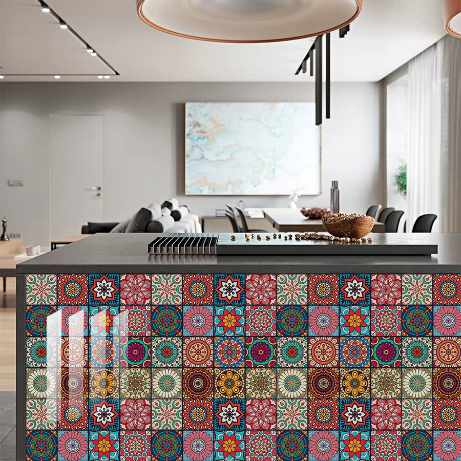 YanTin 16 Stück Wandtattoos im Mandala-Stil in Multicolour, wasserfeste und ölbeständige Kunst-Wandaufkleber für die Küchenrückwand - Bild 5