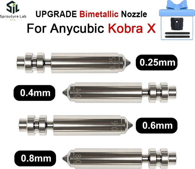 Anycubic Kobra X Upgrade Set mit Bimetall-Düse, KX Düsensockel und KX Bürste in Silber - Bild 1