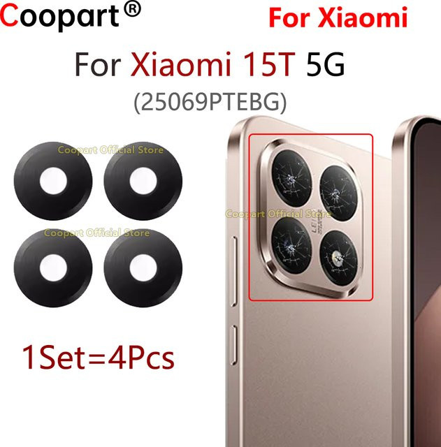 Xiaomi Rückkamera-Glaslinse und Kameraabdeckung Ersatz für Xiaomi 15T 5G in Schwarz - Bild 1