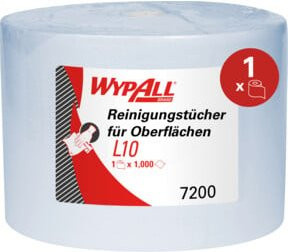 WypAll L10 Reinigungstücher für Oberflächen, 1 blaue Rolle mit 1.000 Papier-Wischtüchern - Bild 1