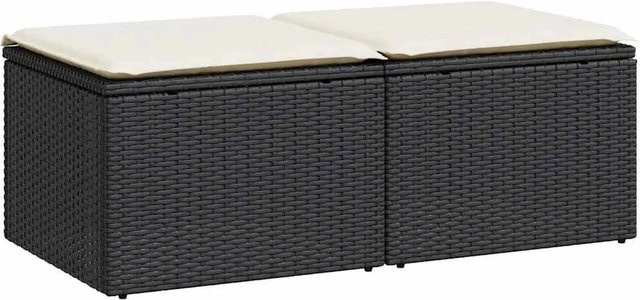 vidaXL 2-teiliges Garten-Sofagarnitur Set aus Polyrattan und Akazie mit Kissen in Schwarz - Bild 1